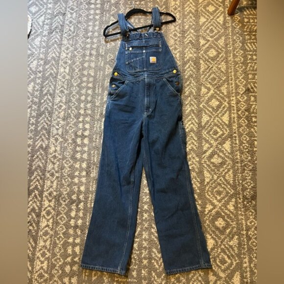 Carhartt loose fit Blue Denim Overalls size 28X30 (P226) - Picture 8 of 11